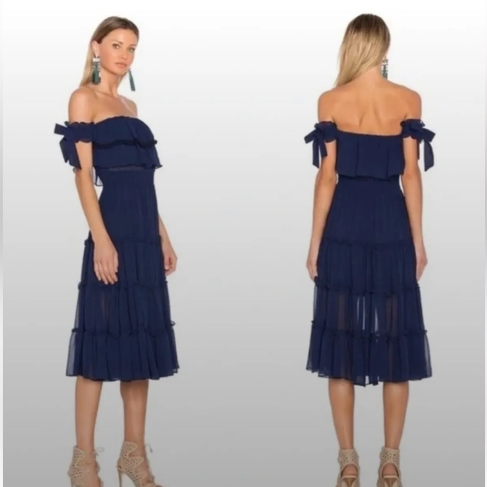 Misa Off the Shoulder Midi Dress